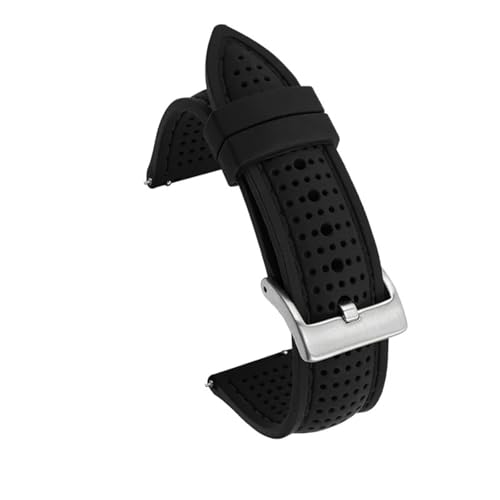 LQXHZ Sport Silikon Armband 20mm 22mm Wasserdichte Quick Release Armband Band(Black,20mm) von LQXHZ