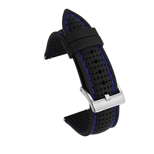 LQXHZ Sport Silikon Armband 20mm 22mm Wasserdichte Quick Release Armband Band(Black blue line,22mm) von LQXHZ