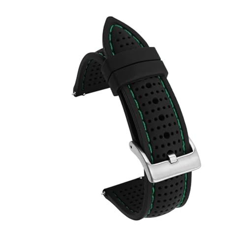 LQXHZ Sport Silikon Armband 20mm 22mm Wasserdichte Quick Release Armband Band(Black green line,22mm) von LQXHZ