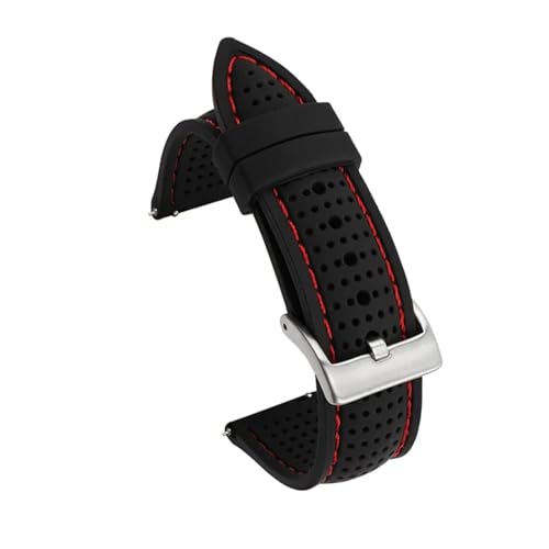 LQXHZ Sport Silikon Armband 20mm 22mm Wasserdichte Quick Release Armband Band(Black red line,22mm) von LQXHZ
