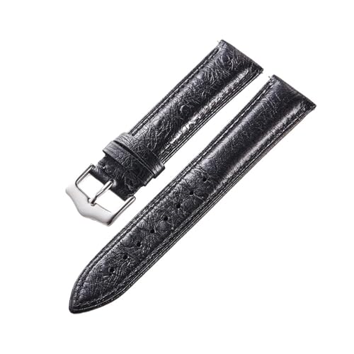 LQXHZ Straußenmuster Vintage Handgefertigte Lederuhrenarmbänder Herren Damen 18mm 20mm 22mm 24mm Schnellverschluss Lederuhrenarmband(Black,22mm) von LQXHZ