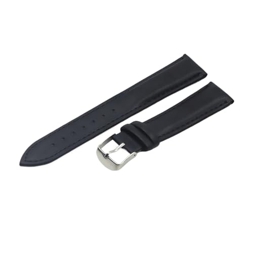 LQXHZ Uhrenarmband Aus Kalbsleder, Weiches Material, Uhrenarmband, 18 Mm, 20 Mm, 22 Mm, Mit Silberner Edelstahlschnalle(Black,20mm) von LQXHZ