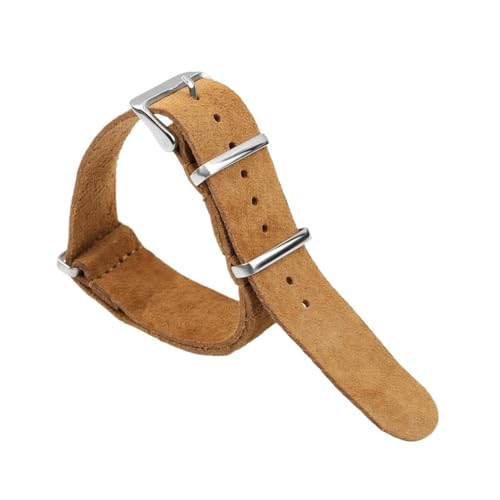 LQXHZ Uhrenarmband Aus Weichem Wildleder, 18 Mm, 20 Mm, 22 Mm, 24 Mm, Blau, Schwarz, Braun, Edelstahl, Quadratische Schnalle For Herrenuhr (Color : Brown, Size : 24mm) von LQXHZ