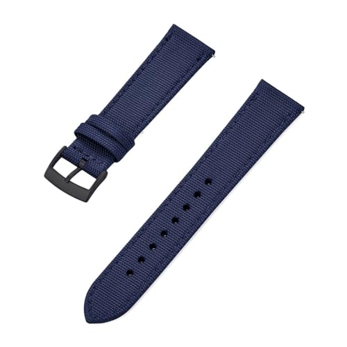 LQXHZ Uhrenarmband Im Neuen Design Aus Canvas, Nylon Und Leder Mit Schnellverschluss, 18 Mm, 20 Mm, 22 Mm, Ersatzband For Alle Markenuhren(Blue Black,20mm) von LQXHZ