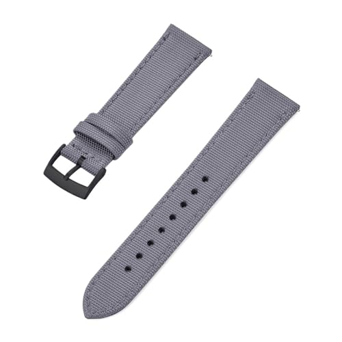 LQXHZ Uhrenarmband Im Neuen Design Aus Canvas, Nylon Und Leder Mit Schnellverschluss, 18 Mm, 20 Mm, 22 Mm, Ersatzband For Alle Markenuhren(Gray Black,20mm) von LQXHZ