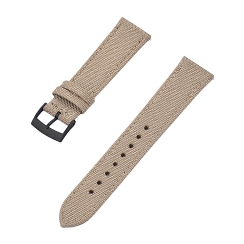 LQXHZ Uhrenarmband Im Neuen Design Aus Canvas, Nylon Und Leder Mit Schnellverschluss, 18 Mm, 20 Mm, 22 Mm, Ersatzband For Alle Markenuhren(Khaki Black,22mm) von LQXHZ