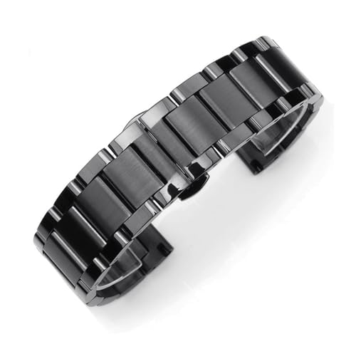 LQXHZ Uhrenarmband aus Edelstahl, 18 mm, 20 mm, 21 mm, 22 mm, Schwarz, Silber, Uhrenarmband, Schmetterlingsverschluss, für Männer und Frauen, kompatibel mit Samsung-Metallarmband, 18mm, Achat von LQXHZ