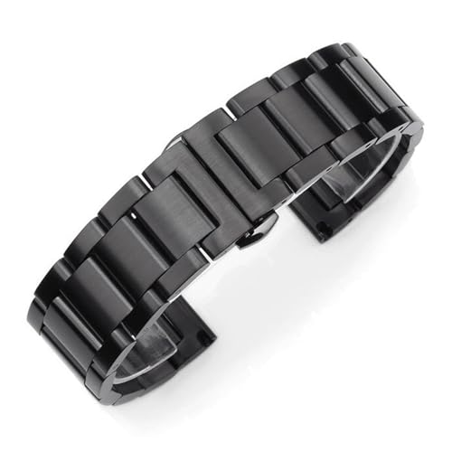 LQXHZ Uhrenarmband aus Edelstahl, 18 mm, 20 mm, 21 mm, 22 mm, Schwarz, Silber, Uhrenarmband, Schmetterlingsverschluss, für Männer und Frauen, kompatibel mit Samsung-Metallarmband, 20mm, Achat von LQXHZ