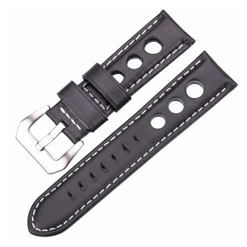 LQXHZ Uhrenarmband aus Rindsleder, Vintage-Stil, echtes Leder, 20 mm, 22 mm, 24 mm, für Damen und Herren, modisches Uhrenarmband mit Dornschließe, 22 mm, Achat von LQXHZ