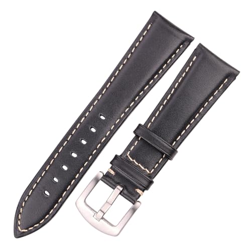 LQXHZ Uhrenarmband aus Rindsleder, für Damen und Herren, glatt, aus echtem Leder, Größe 18, 19, 20, 21, 22, 24 mm, Schwarz / Braun, 18 mm, Achat von LQXHZ