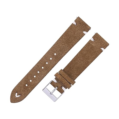 LQXHZ Uhrenarmband aus Wildleder, handgefertigt, für Männer und Frauen, 18 mm / 20 mm, Leder-Uhrenarmband, Wildleder, Braun, 7 Farben, Schnellverschluss-Uhrenarmband, 18 mm, Achat von LQXHZ