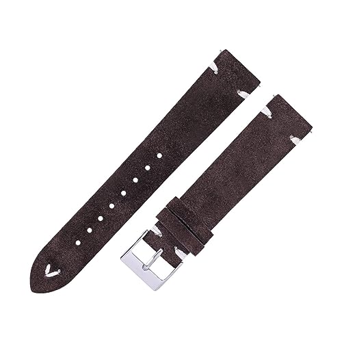 LQXHZ Uhrenarmband aus Wildleder, handgefertigt, für Männer und Frauen, 18 mm / 20 mm, Leder-Uhrenarmband, Wildleder, Braun, 7 Farben, Schnellverschluss-Uhrenarmband, 18 mm, Achat von LQXHZ