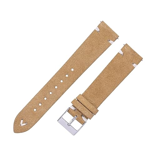 LQXHZ Uhrenarmband aus Wildleder, handgefertigt, für Männer und Frauen, 18 mm / 20 mm, Leder-Uhrenarmband, Wildleder, Braun, 7 Farben, Schnellverschluss-Uhrenarmband, 18 mm, Achat von LQXHZ