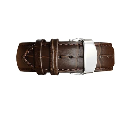 LQXHZ Uhrenarmband aus echtem Leder, 22 mm, 23 mm, 24 mm, gebogenes Ende, kompatibel mit Tissot T035, Schmetterlingsschnalle aus Stahl, Armband aus Kalbsleder, 23mm silver clasp, Achat von LQXHZ