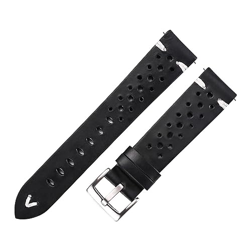 LQXHZ Uhrenarmband aus porösem Echtleder, 18 mm, 20 mm, 22 mm, dunkelbraun, handgefertigt, Öl, Wachs, Uhrenarmband aus Leder, mit Schnellverschluss, für Damen und Herren, 20mm, Achat von LQXHZ