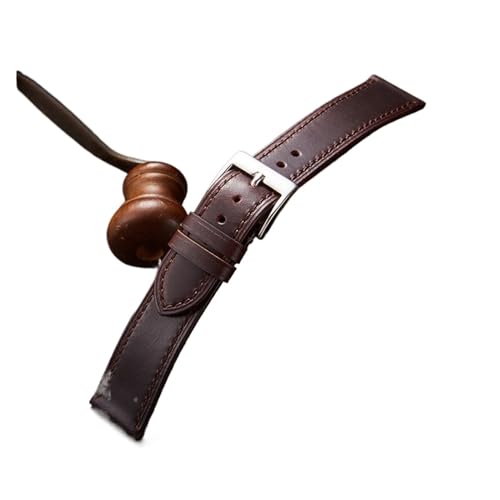 LQXHZ Vintage Style Oil Wax Leather Watchband 18mm 19mm 20mm 21mm 22mm Handmade Watch Strap Wristband Zubehör For Herren (Color : Red brown, Size : 21mm) von LQXHZ