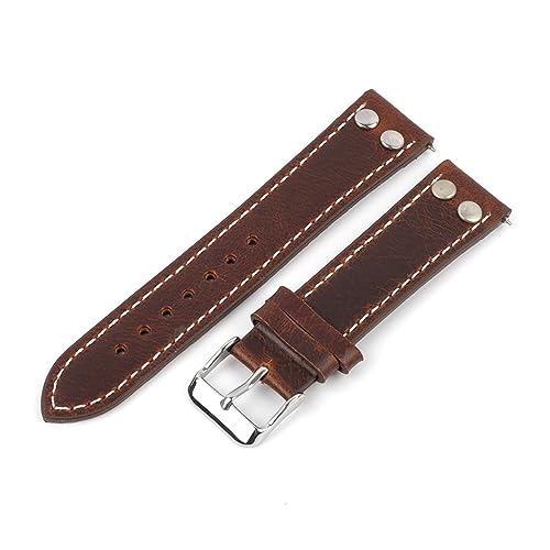 LQXHZ Vintage Echtes Leder Uhrenarmbänder Rivet Leder Uhrenarmband 18mm 20mm 22mm Männer Frauen Armband Armband Rindsleder Uhrenarmband (Color : Brown, Size : 18mm) von LQXHZ