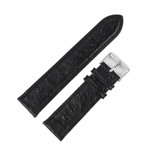 LQXHZ Vintage Echtes Lederarmband 18 Mm 20 Mm 22 Mm Straußenmuster Schwarz Uhrenarmband Gürtel For Herrenuhrenzubehör (Color : Black, Size : 20mm) von LQXHZ