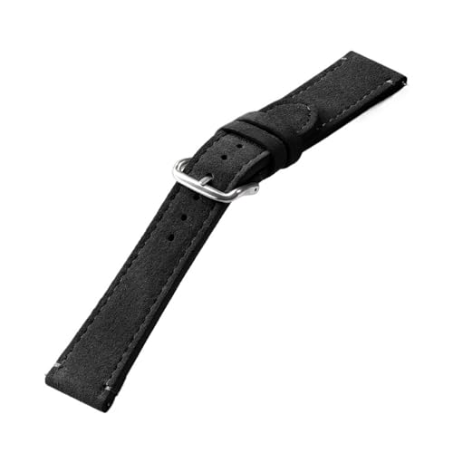 LQXHZ Weiches Wildleder Retro Echtlederarmband Sportarmband 20mm 22mm(Black,22mm) von LQXHZ