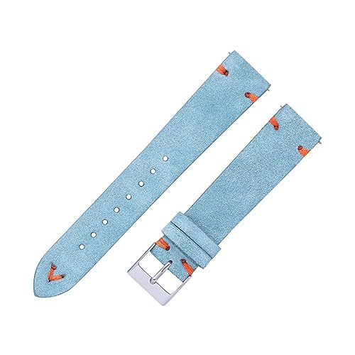 LQXHZ Wildleder-Uhrenarmbänder, 18 mm, 20 mm, handgenäht, beige, grün, blau, Wildleder-Uhrenarmbänder für Herren und Damen, Schnellverschluss-Uhrenarmband, 18 mm, Achat von LQXHZ