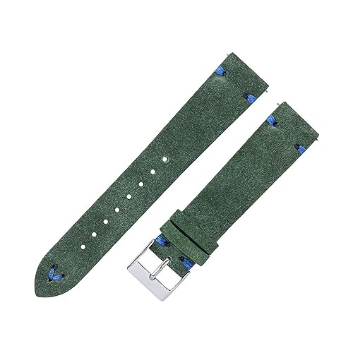 LQXHZ Wildleder-Uhrenarmbänder, 18 mm, 20 mm, handgenäht, beige, grün, blau, Wildleder-Uhrenarmbänder für Herren und Damen, Schnellverschluss-Uhrenarmband, 18 mm, Achat von LQXHZ