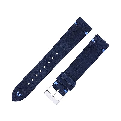 LQXHZ Wildleder-Uhrenarmbänder, 18 mm, 20 mm, handgenäht, beige, grün, blau, Wildleder-Uhrenarmbänder für Herren und Damen, Schnellverschluss-Uhrenarmband, 20 mm, Achat von LQXHZ