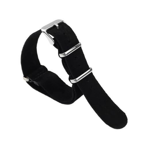 LQXHZ Wildleder-Uhrenarmband, Weiches Uhrenarmband, 18 Mm, 20 Mm, 22 Mm, 24 Mm, Edelstahl, Quadratische Schnalle, Damen, Herren, Ersatzarmband(Balck,22mm) von LQXHZ