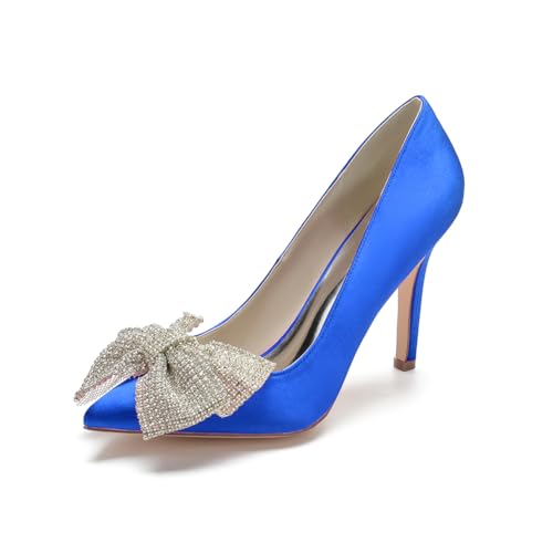 LQYACY Damen High Heels, Strass verziert Spitz Zehe Casual Hochzeit Schuhe, Damen modische Formale Schuhe,Blau,36 EU von LQYACY