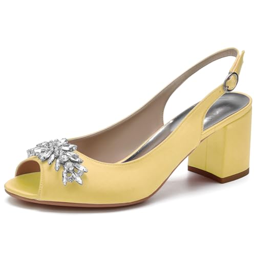 LQYACY Damen Open Toe High Heels, Strass verschönert Stiletto Plattform Sandalen, Arbeitsschuhe für Dinner Party Hochzeiten,Gold,41 EU von LQYACY