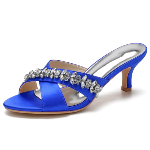 LQYACY Frauen Open Toe Hausschuhe, Frauen Party Nachtclub Stiletto Arbeitsschuhe für Dinner Partys Hochzeiten,Blau,35 EU von LQYACY