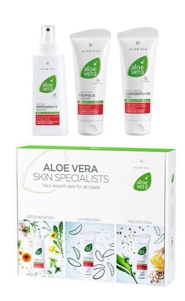 LR Körperpflegemittel Aloe Vera Spezial-Pflege Box, 3-tlg., Gelkonzentrat, Propolis-Creme, Notfallspray von LR