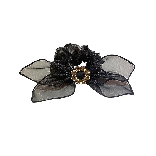 Haargummis,Scrunchies, Haarschmuck Süßes Garn Diamant Schnalle Haargummiband Haarseil Kopfschmuck(Black) von LRFNKCT