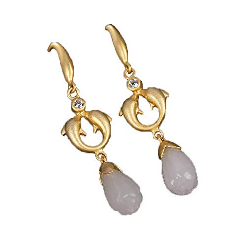 ohrringe, 925 Silber vergoldet Hetian Jade Ohrringe Damen Schmuck von LRFNKCT