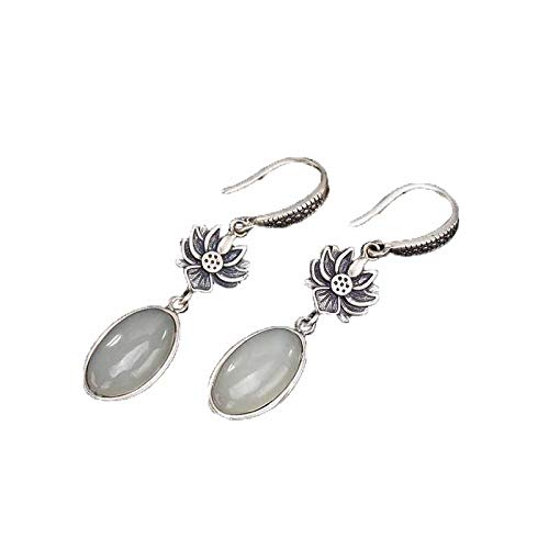 ohrringe, 925 silber Lotus Natürliche Hetian Jade Weiß Jade Frauen Ohrringe von LRFNKCT