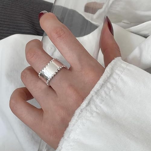 LRGKMCWTOB Modischer Sterlingsilber-Ring mit Muschel-Geburtsstein für Frauen, künstlicher zierlicher Mondstein, charmantes Temperament-Schmuckgeschenk, Öffnung, verstellbar, Statement-Edelstein von LRGKMCWTOB