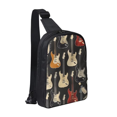 Brusttasche mit Gitarrenmuster, für Herren und Damen, wasserdicht, Crossbody-Rucksack, für Läufer, Workout, Wandern, Radfahren, Reisen, Schwarz , Einheitsgröße, Lässiger Tagesrucksack Brusttasche mit Gitarrenmuster, für Herren und Damen, wasserdicht, Crossbody-Rucksack, für Läufer, Workout, Wandern, Radfahren, Reisen, Schwarz , Einheitsgröße, Lässiger Tagesrucksack von LRHCNZDCP