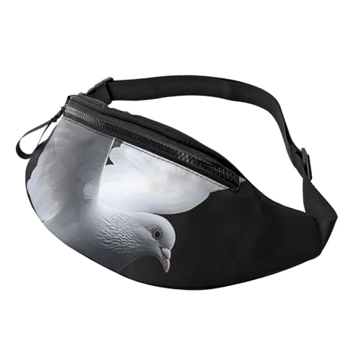 Flying Dove bedruckte Bauchtasche für Damen und Herren mit verstellbarem Riemen für Wandern, Laufen, Reisen, Radfahren, Schwarz , Einheitsgröße, Wanderrucksack von LRHCNZDCP