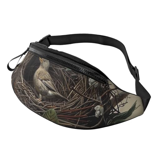 Gürteltasche mit Vogelnest, bedruckt, für Herren und Damen, Crossbody-Bauchtasche mit verstellbarem Riemen für Wandern, Laufen, Reisen, Radfahren, Schwarz , Einheitsgröße, Wanderrucksack Gürteltasche mit Vogelnest, bedruckt, für Herren und Damen, Crossbody-Bauchtasche mit verstellbarem Riemen für Wandern, Laufen, Reisen, Radfahren, Schwarz , Einheitsgröße, Wanderrucksack von LRHCNZDCP