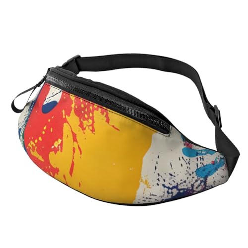 Handbedruckte Bauchtasche für Damen und Herren, Crossbody-Bauchtasche mit verstellbarem Riemen für Wandern, Laufen, Reisen, Radfahren, Schwarz , Einheitsgröße, Wanderrucksack von LRHCNZDCP