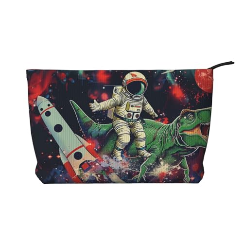 Kosmetiktasche mit Gothic-Rosen-Motiv, bedruckt, Kord, Reise-Kosmetiktasche, Kulturbeutel, Organizer für Frauen, Mütter und Mädchen, Lustiger Astronauten-Dinosaurier-Rakete, Einheitsgröße von LRHCNZDCP