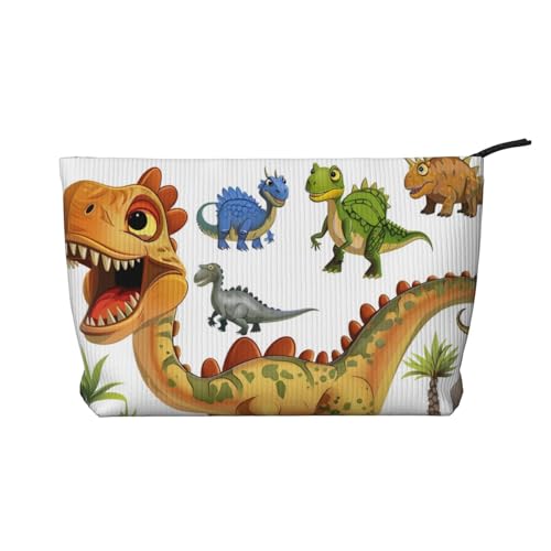 Kosmetiktasche mit Hundepfotenmuster, bedruckt, Kordsamt, Reise-Kosmetiktasche, Kulturbeutel, Organizer für Frauen, Mütter und Mädchen, Cartoon-Dinosaurier-Bilder., Einheitsgröße, Kulturbeutel von LRHCNZDCP