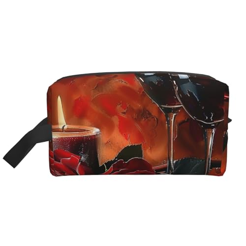Kosmetiktasche mit Rotweinrosen und Kerzen, bedruckt, große Reise-Kosmetiktasche, wasserdicht, Kosmetiktasche, Kulturbeutel, Organizer für Damen, Mutter, Mädchen, weiß, Einheitsgröße, Kulturbeutel Kosmetiktasche mit Rotweinrosen und Kerzen, bedruckt, große Reise-Kosmetiktasche, wasserdicht, Kosmetiktasche, Kulturbeutel, Organizer für Damen, Mutter, Mädchen, weiß, Einheitsgröße, Kulturbeutel von LRHCNZDCP