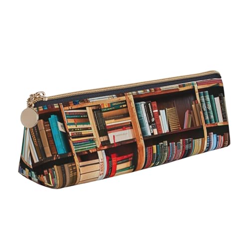 LRHCNZDCP Bedrucktes Federmäppchen aus Leder mit dreieckigem Reißverschluss, niedliches Federmäppchen für Schule und Büro, weiß, Einheitsgröße, Schulranzen von LRHCNZDCP