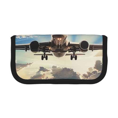 LRHCNZDCP Bedrucktes Federmäppchen aus Segeltuch mit Flugzeug und Reißverschluss, Schwarz , Einheitsgröße, Schulranzen von LRHCNZDCP