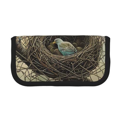 LRHCNZDCP Bedrucktes Federmäppchen aus Segeltuch mit Vogel-Motiv, mit Reißverschluss, Schwarz , Einheitsgröße, Schulranzen von LRHCNZDCP