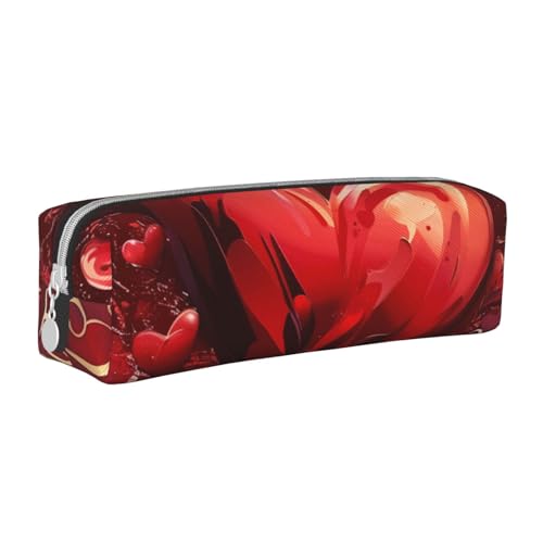 LRHCNZDCP Bedrucktes Leder-Federmäppchen zum Valentinstag – niedliches Federmäppchen mit Reißverschluss für Schule und Büro, weiß, Einheitsgröße, Schulranzen von LRHCNZDCP