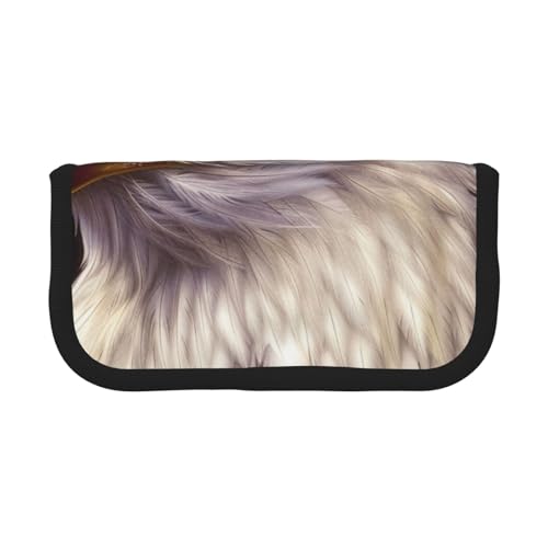 LRHCNZDCP Federmäppchen, Motiv: Amerikanischer Weißkopfseeadler, bedrucktes Federmäppchen, Segeltuch, Make-up-Tasche, Stiftebox mit Reißverschluss, Schwarz , Einheitsgröße, Schulranzen von LRHCNZDCP