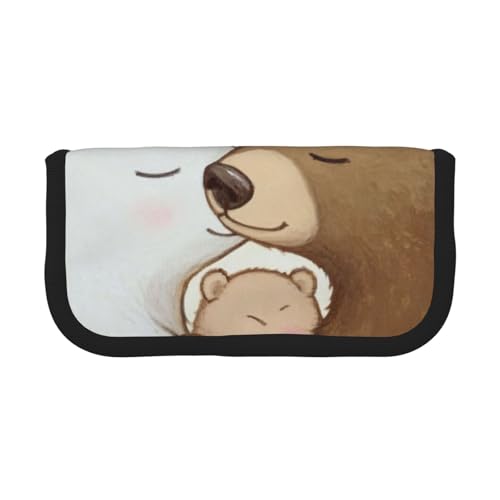 LRHCNZDCP Federmäppchen, Motiv: weißer Bär, bedruckt, Leinen, Make-up-Tasche, Gadget, Stiftebox mit Reißverschluss, Schwarz , Einheitsgröße, Schulranzen von LRHCNZDCP