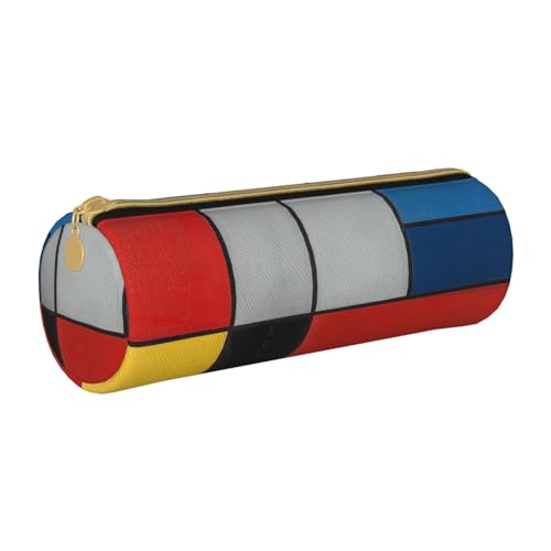 LRHCNZDCP Federmäppchen aus Leder, bedruckt, rund, mit Reißverschluss, niedliches Federmäppchen für Schule und Büro, weiß, Einheitsgröße, Schulranzen von LRHCNZDCP