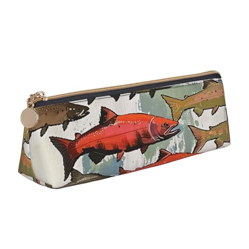 LRHCNZDCP Federmäppchen aus Leder, mit Dreiecksverschluss, niedliches Federmäppchen für Schule und Büro, Lachsfarben, weiß, Einheitsgröße, Schulranzen von LRHCNZDCP